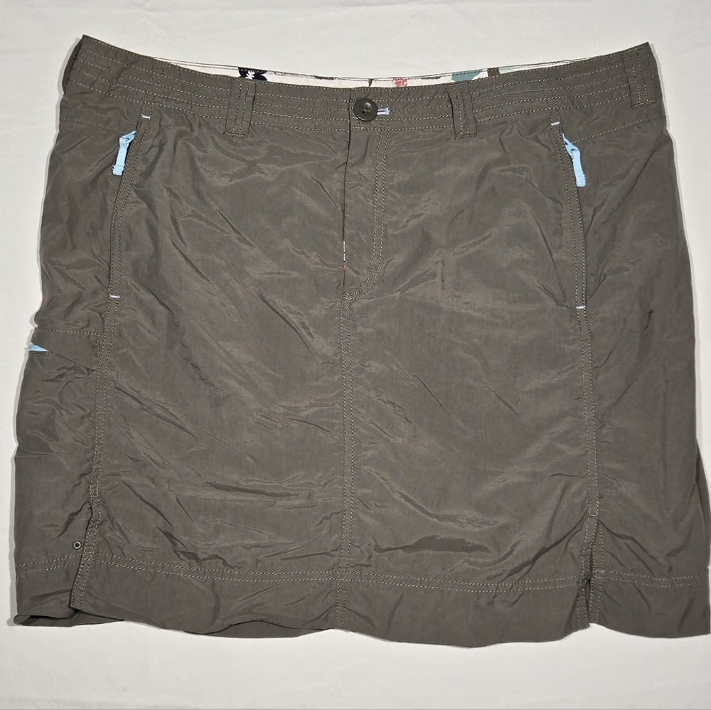 Eddie Bauer Women's Gray/green Nylon Skort Size 16 VGUC Athleisure Golf